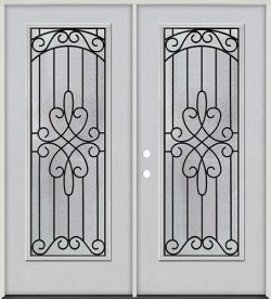 Full Lite Fiberglass Prehung Double Door Unit #299