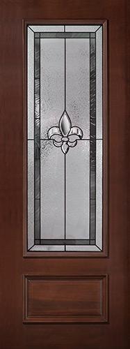 Fleur-de-lis 8'0" Tall 3/4 Lite Pre-finished Mahogany Wood Door Slab #84