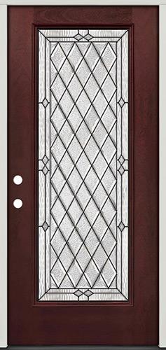 Diamond Full Lite Pre-finished Mahogany Fiberglass Prehung Door Unit #294