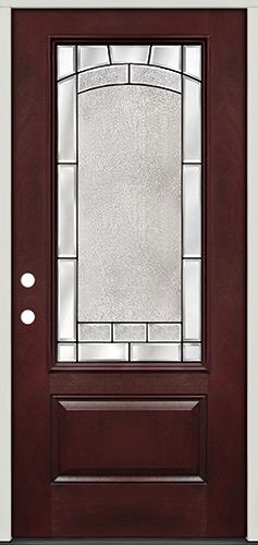 3/4 Lite Pre-finished Mahogany Fiberglass Prehung Door Unit #67