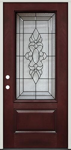 3/4 Lite Pre-finished Mahogany Fiberglass Prehung Door Unit #73