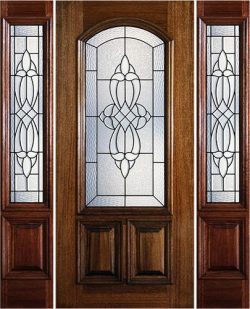 Hamilton 2/3 Arch Lite Mahogany Prehung Door Unit with Sidelites #7181