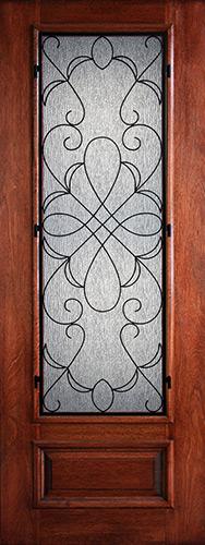 Hamilton 8'0" Tall 3/4 Lite Grille Mahogany Wood Door Slab #7502