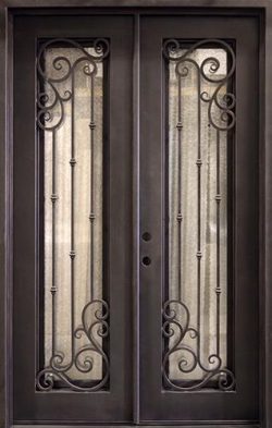 62" x 97" Athenian Iron Prehung Double Door Unit