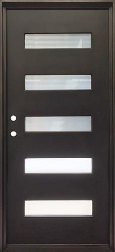 37" x 81" Modern 5-Lite Iron Prehung Door Unit