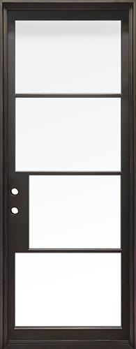 38" x 97" Modern 4-Lite Iron Prehung Door Unit