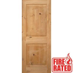 Fire Rated 6'8" 2-Panel Square Top Knotty Alder Door Slab
