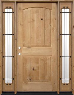 Rustic Knotty Alder Wood Door Unit with Sidelites #UK25