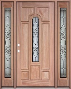 Center Arch Mahogany Prehung Wood Door Unit with Sidelites #UM58