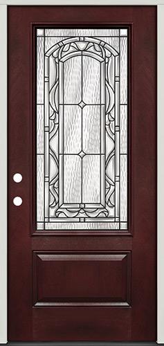 3/4 Lite Pre-finished Mahogany Fiberglass Prehung Door Unit #272