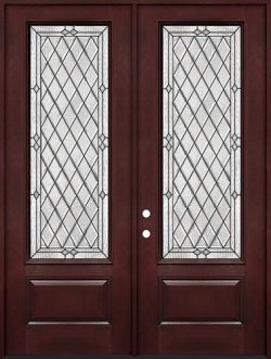 Diamond 8'0" Tall 3/4 Lite Pre-finished Fiberglass Double Door Unit #294
