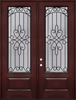 8'0" Tall 3/4 Lite Pre-finished Fiberglass Double Door Unit #299
