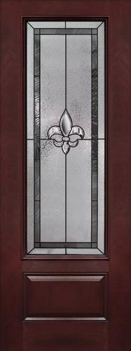 Fleur-de-lis 8'0" Tall 3/4 Lite Pre-finished Fiberglass Wood Door Slab #84