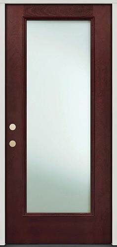 Privacy Glass Full Lite Pre-finished Mahogany Fiberglass Prehung Door Unit
