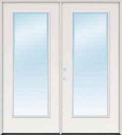 Full Lite Steel Patio Prehung Double Door Unit