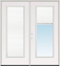 Miniblind Full Lite Steel Patio Prehung Double Door Unit
