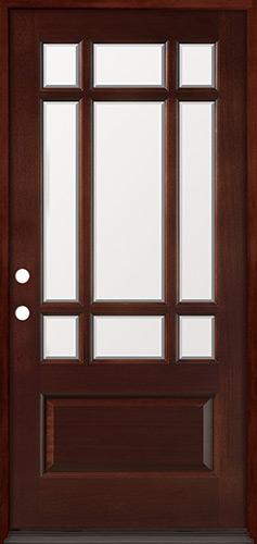 9-Lite Prairie Mahogany Prehung Wood Door Unit #32