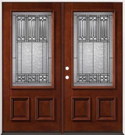 3/4 Lite Mahogany Prehung Double Wood Door Unit #53