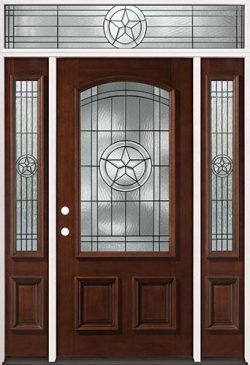 Texas Star 3/4 Arch Mahogany Prehung Wood Door Unit with Transom #50