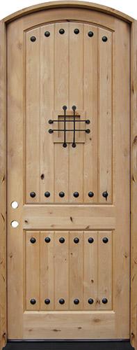 8'0" Tall Rustic Knotty Alder Arched Prehung Wood Door Unit #5214