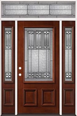 3/4 Lite Mahogany Prehung Wood Door Unit with Transom #53