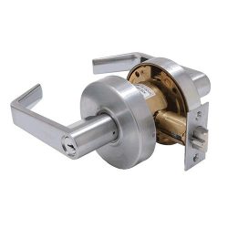 Commercial Door Keyed Entry Lever Brushed Chrome