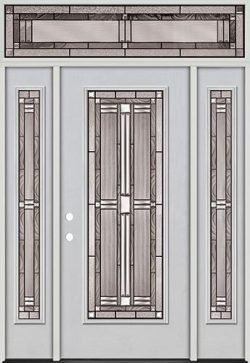 Full Lite Fiberglass Prehung Door Unit with Transom #297