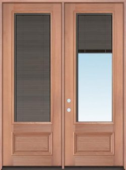 Slate 8'0" Tall 3/4 Mini-blind Mahogany Wood Double Door Unit